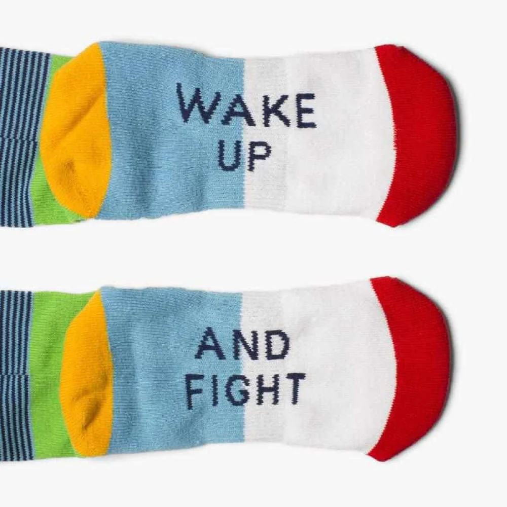 Wake Up and Fight Sock - Blue Stripe - Image 4